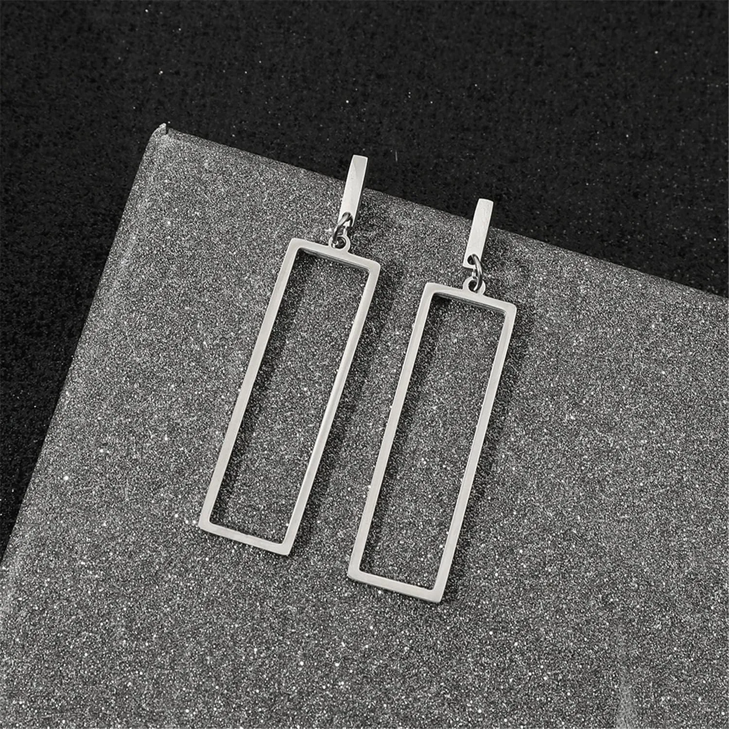 Charm Chic Minimalist Punk Metal Triangle Rectangle Geometry Dangle Drop Earrings For Women Teen Men Costume Jewelry