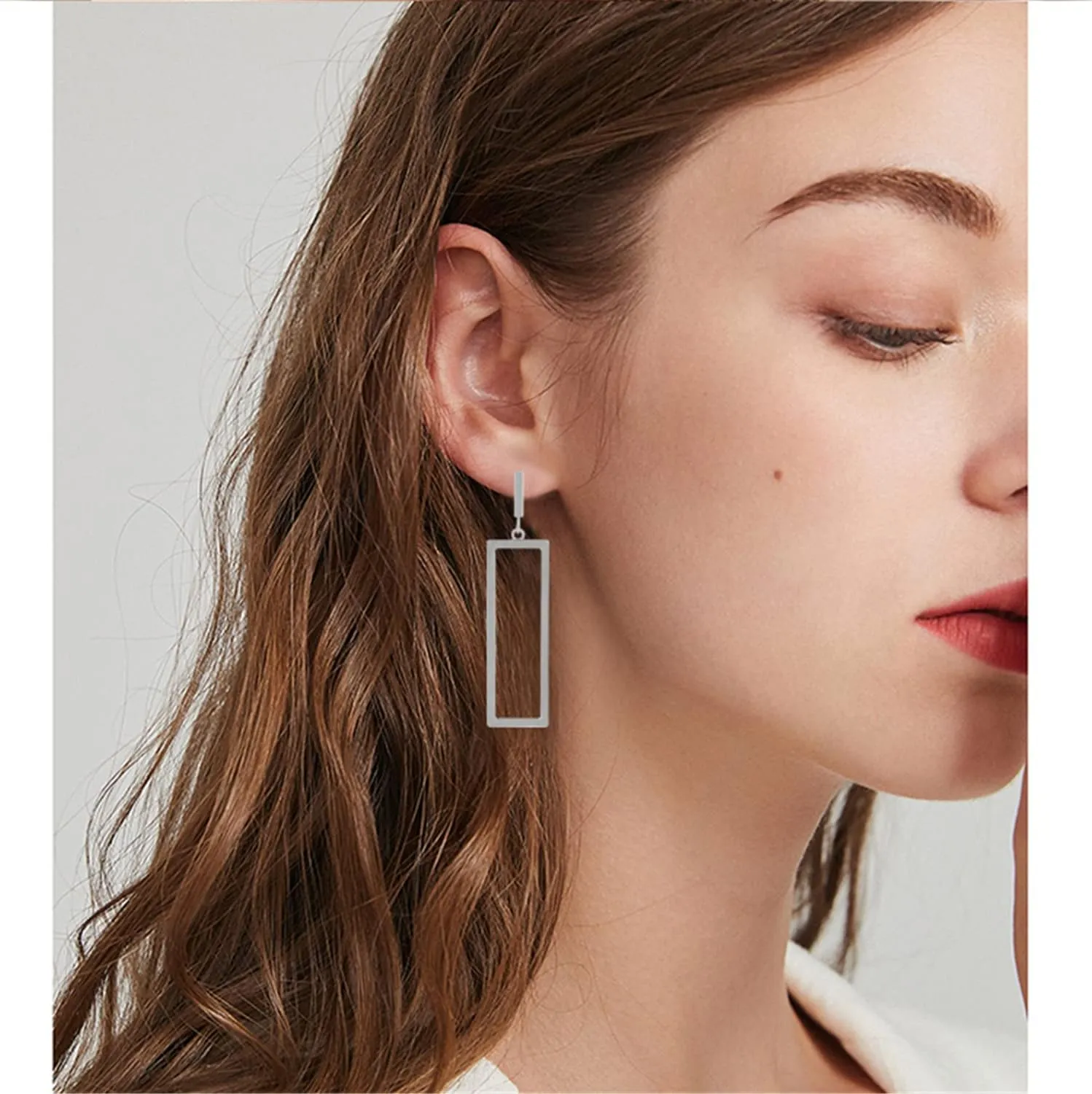 Charm Chic Minimalist Punk Metal Triangle Rectangle Geometry Dangle Drop Earrings For Women Teen Men Costume Jewelry