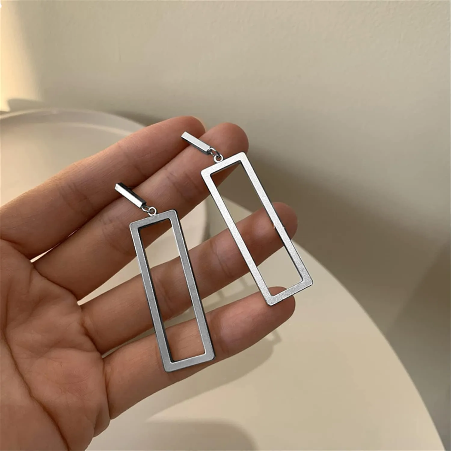 Charm Chic Minimalist Punk Metal Triangle Rectangle Geometry Dangle Drop Earrings For Women Teen Men Costume Jewelry