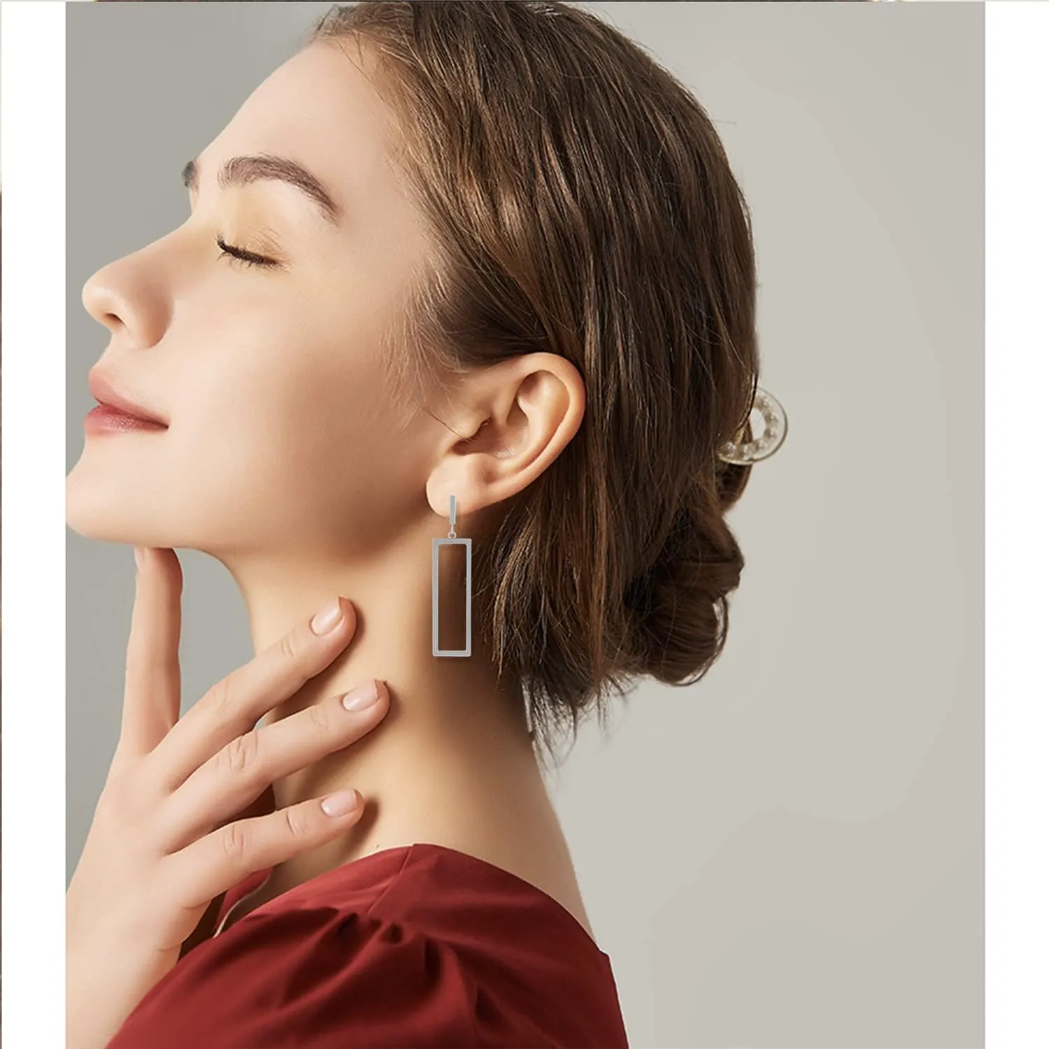 Charm Chic Minimalist Punk Metal Triangle Rectangle Geometry Dangle Drop Earrings For Women Teen Men Costume Jewelry