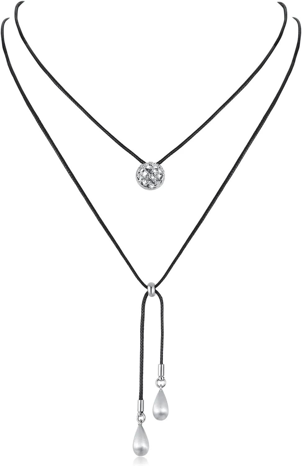 Charm White Gold Plating Boho Pendant Black Choker Necklace for Women Trendy, Adjustable Rope Chain Long Gold Necklaces for Women Men Birthday Jewelry