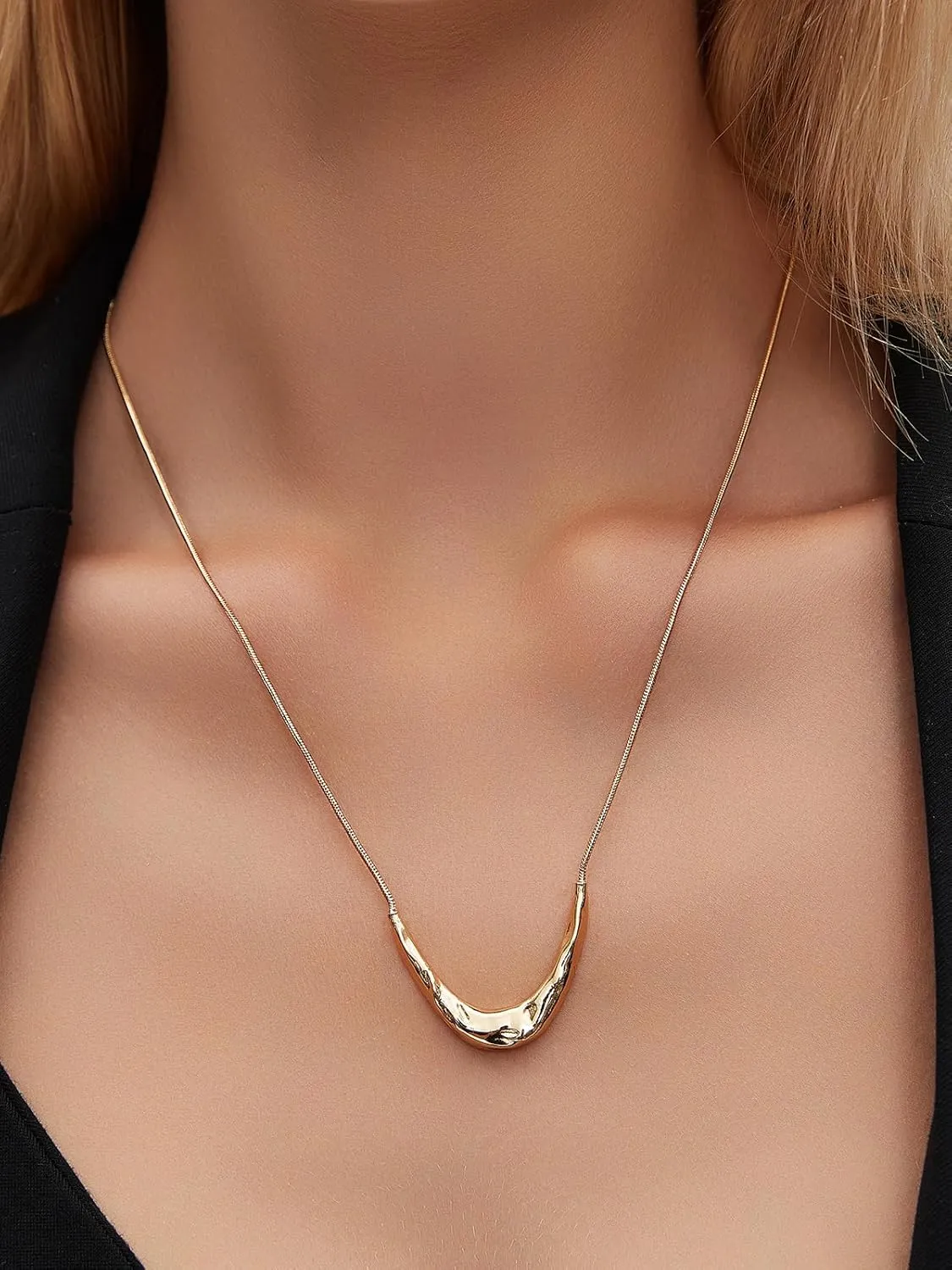 Charm White Gold Plating Boho Pendant Black Choker Necklace for Women Trendy, Adjustable Rope Chain Long Gold Necklaces for Women Men Birthday Jewelry
