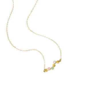 Cherished Connections Birthstone and Initial Horizontal Pendant Necklace, Mothers Necklace, Gift for Her, Couples, Sisters or Best Friends Necklace (3 Birthstones & Initials)