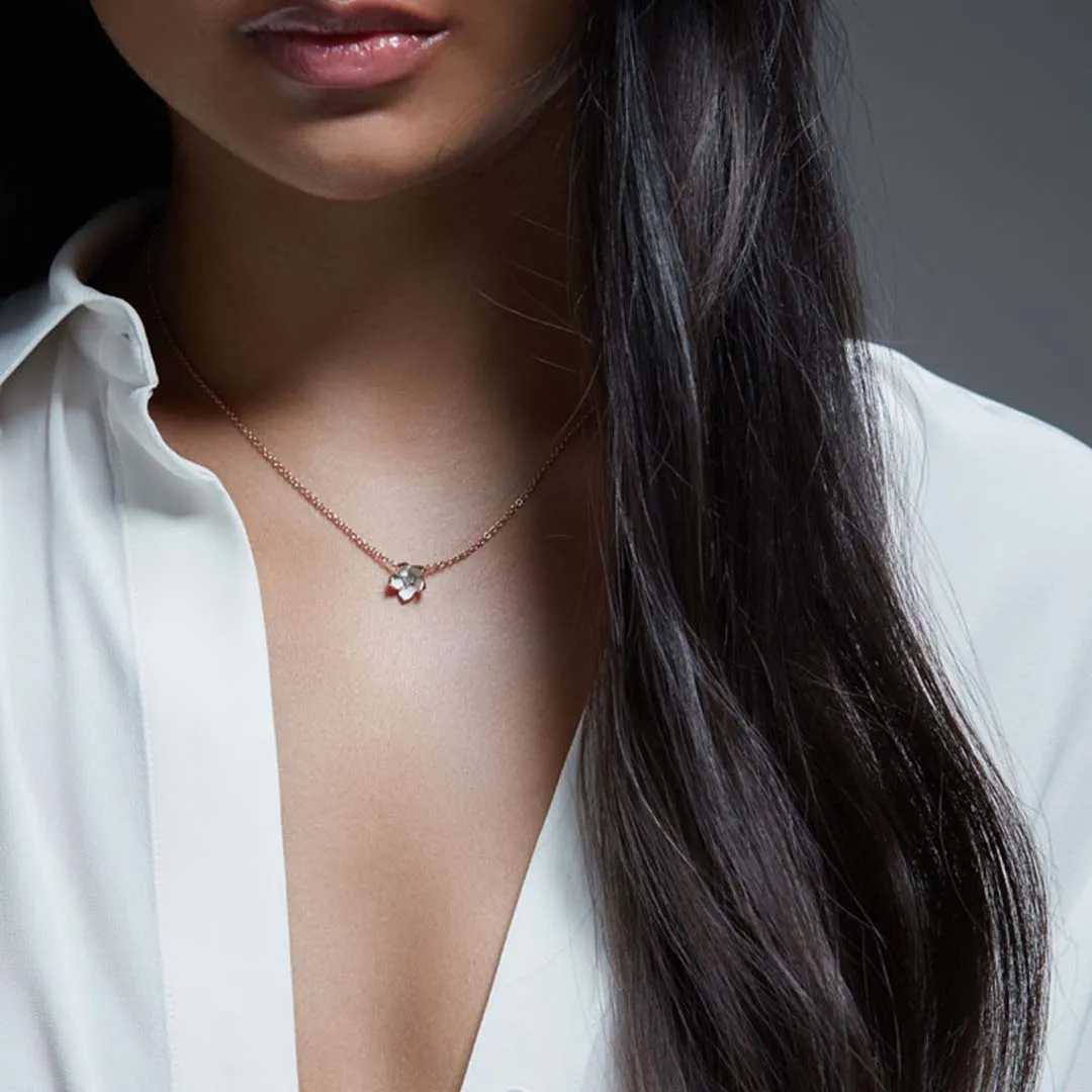 Cherry Blossom Flower Pendant - Rose Gold Vermeil & Diamond