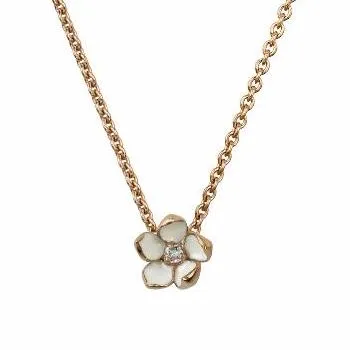 Cherry Blossom Flower Pendant - Rose Gold Vermeil & Diamond