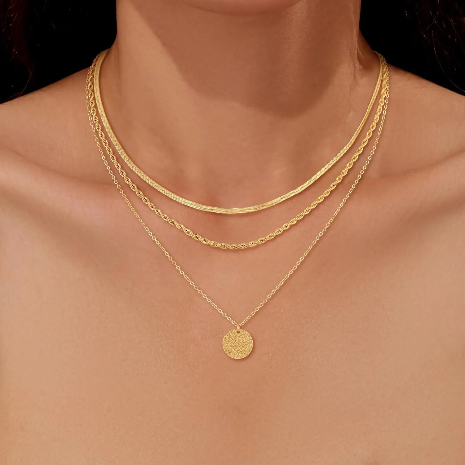 CHESKY Layered Gold Necklaces for Women, Dainty 14K Real Gold/Silver Plated Chain Necklace Diamond CZ Pendant Necklace for Women Adjustable Layering Choker Necklace Gold jewelry for Women Gifts