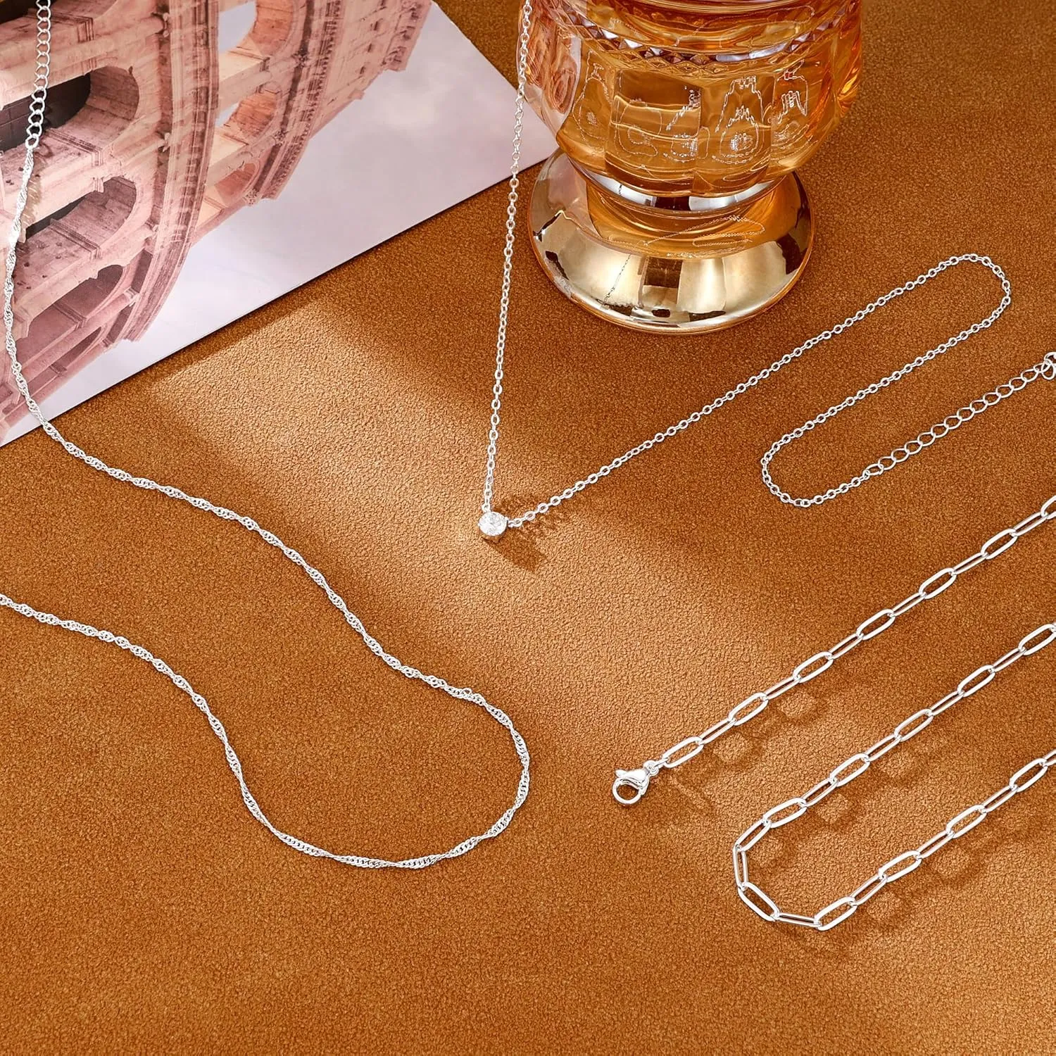 CHESKY Layered Gold Necklaces for Women, Dainty 14K Real Gold/Silver Plated Chain Necklace Diamond CZ Pendant Necklace for Women Adjustable Layering Choker Necklace Gold jewelry for Women Gifts