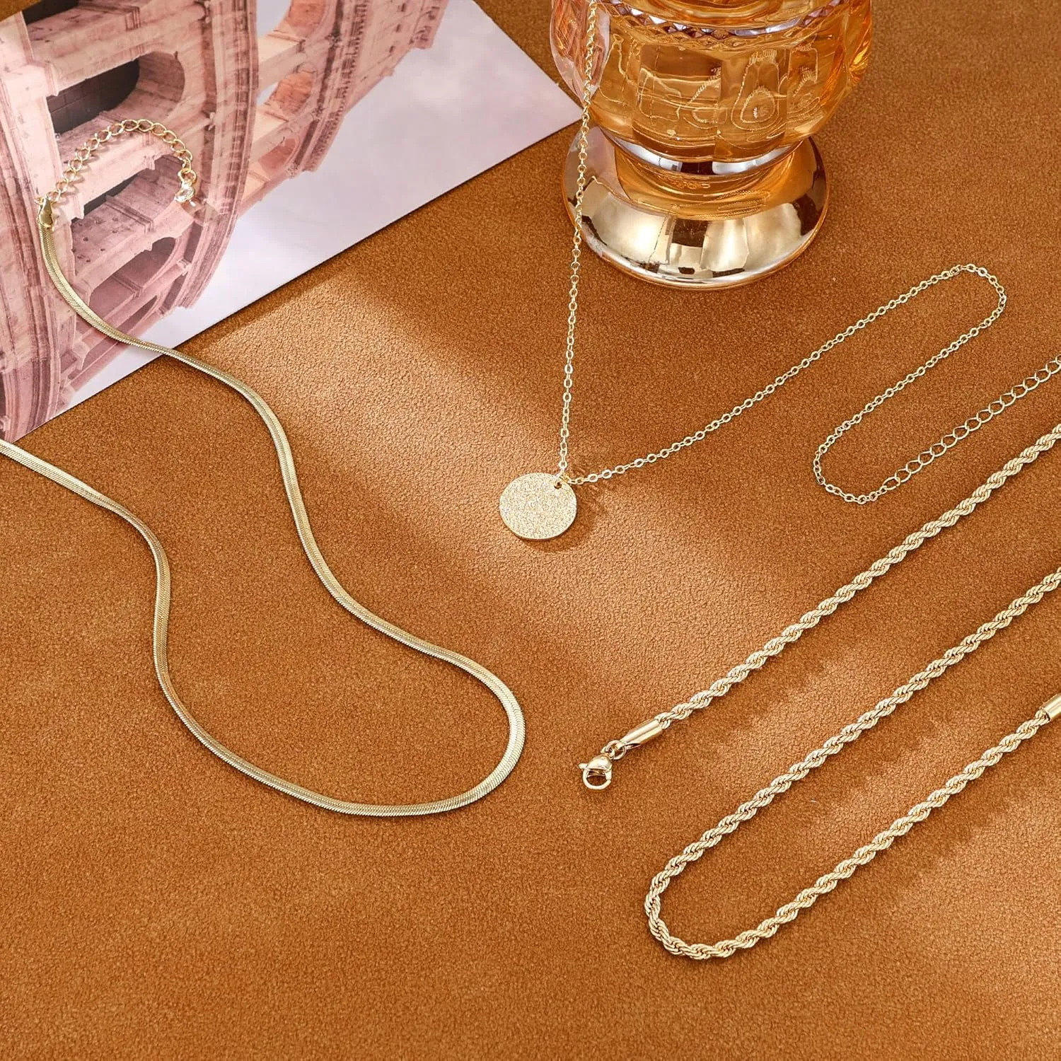 CHESKY Layered Gold Necklaces for Women, Dainty 14K Real Gold/Silver Plated Chain Necklace Diamond CZ Pendant Necklace for Women Adjustable Layering Choker Necklace Gold jewelry for Women Gifts