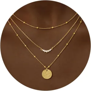 CHESKY Layered Gold Necklaces for Women, Dainty 14K Real Gold/Silver Plated Chain Necklace Diamond CZ Pendant Necklace for Women Adjustable Layering Choker Necklace Gold jewelry for Women Gifts
