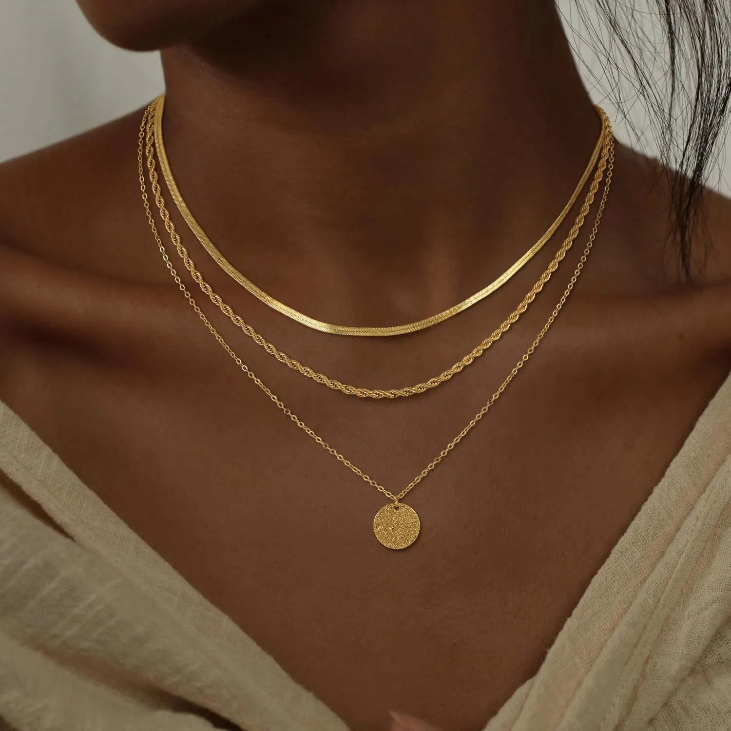 CHESKY Layered Gold Necklaces for Women, Dainty 14K Real Gold/Silver Plated Chain Necklace Diamond CZ Pendant Necklace for Women Adjustable Layering Choker Necklace Gold jewelry for Women Gifts