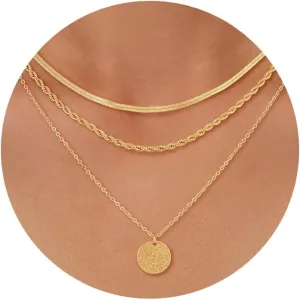 CHESKY Layered Gold Necklaces for Women, Dainty 14K Real Gold/Silver Plated Chain Necklace Diamond CZ Pendant Necklace for Women Adjustable Layering Choker Necklace Gold jewelry for Women Gifts