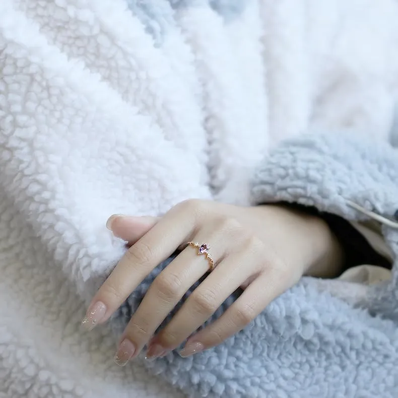 Chic 14K Gold Over S925 Thin Circle & Stackable Amethyst Rings, Versatile February Birthstone Collection, Purple Rings for Fashionable Women