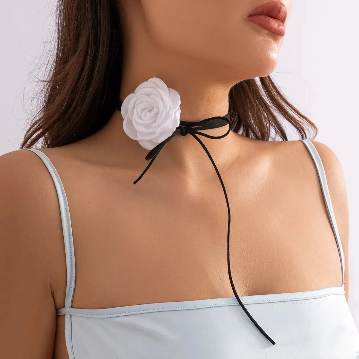 Chic Floral Choker Wrap String Necklaces in Stunning Colors Elegant Adjustable String Choker