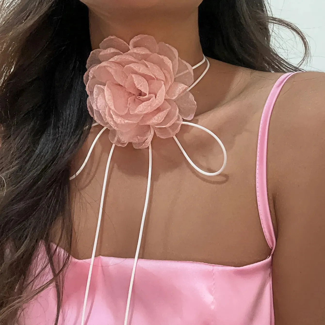 Chic Floral Choker Wrap String Necklaces in Stunning Colors Elegant Adjustable String Choker