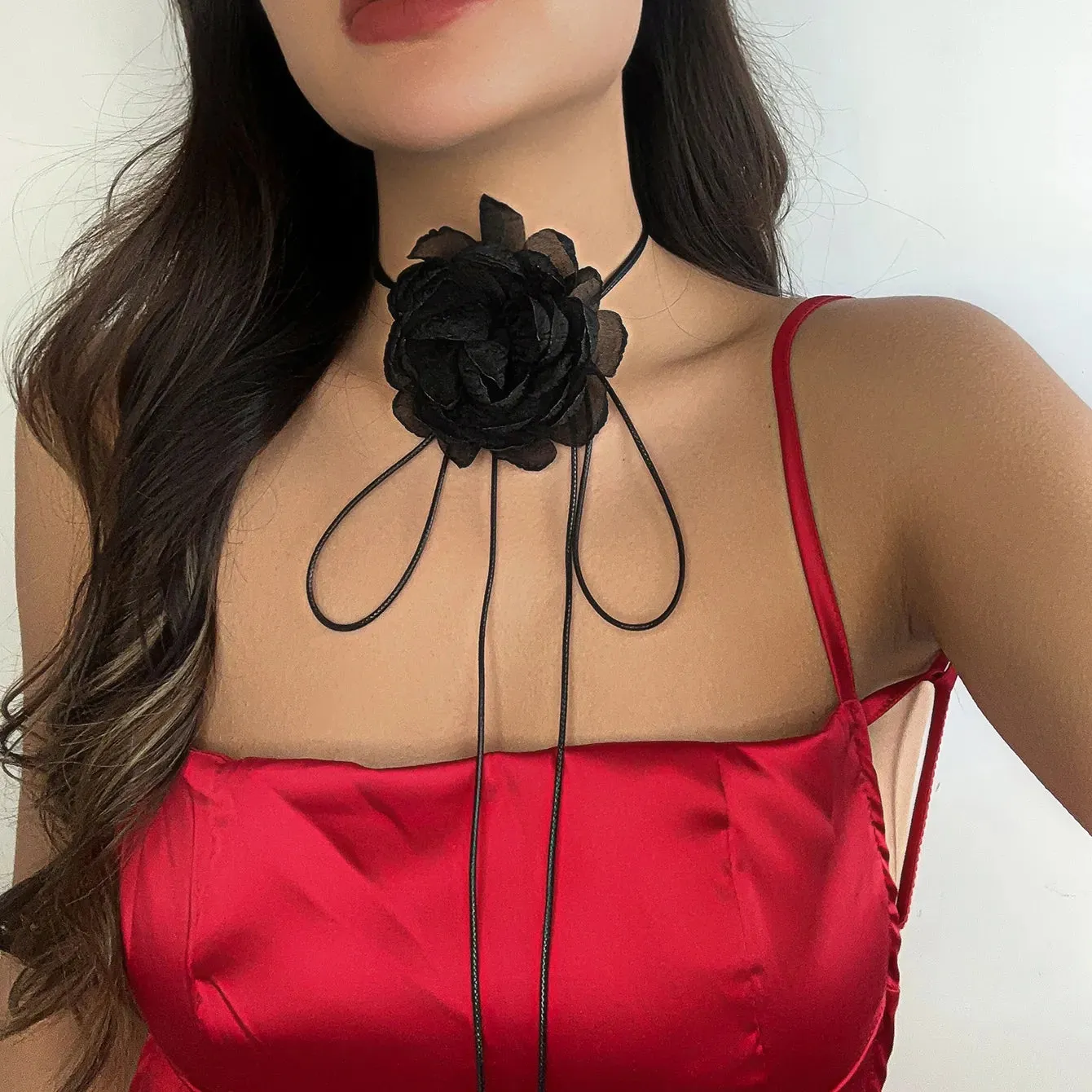Chic Floral Choker Wrap String Necklaces in Stunning Colors Elegant Adjustable String Choker