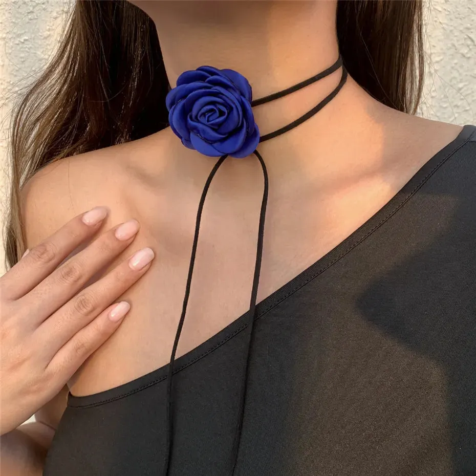 Chic Floral Choker Wrap String Necklaces in Stunning Colors Elegant Adjustable String Choker