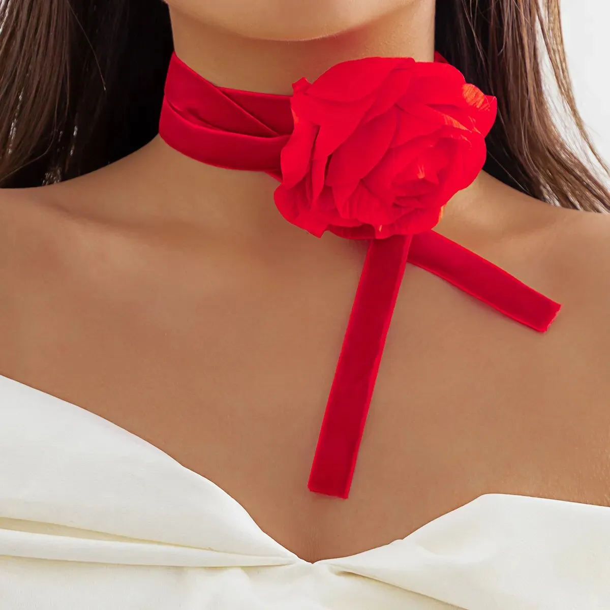 Chic Floral Choker Wrap String Necklaces in Stunning Colors Elegant Adjustable String Choker