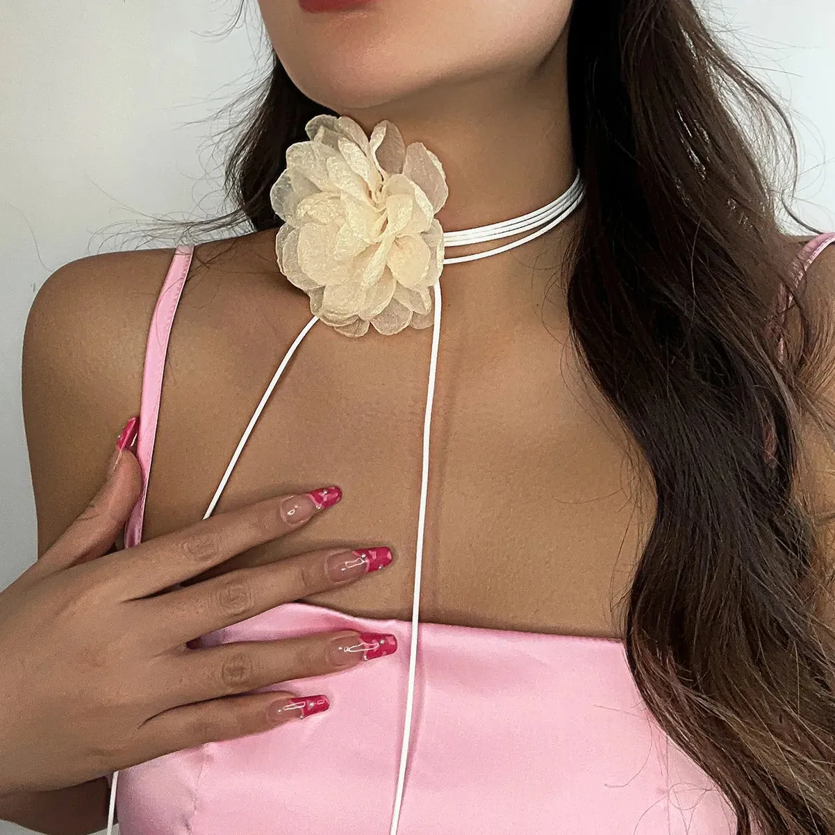 Chic Floral Choker Wrap String Necklaces in Stunning Colors Elegant Adjustable String Choker