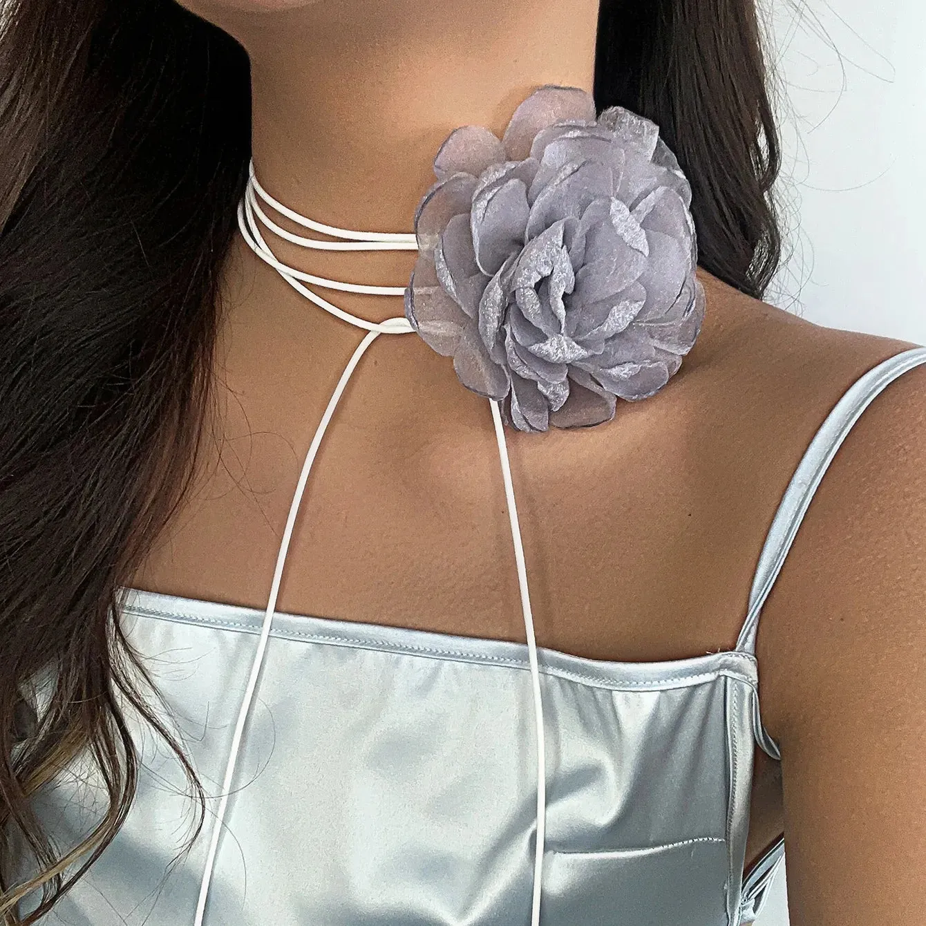 Chic Floral Choker Wrap String Necklaces in Stunning Colors Elegant Adjustable String Choker