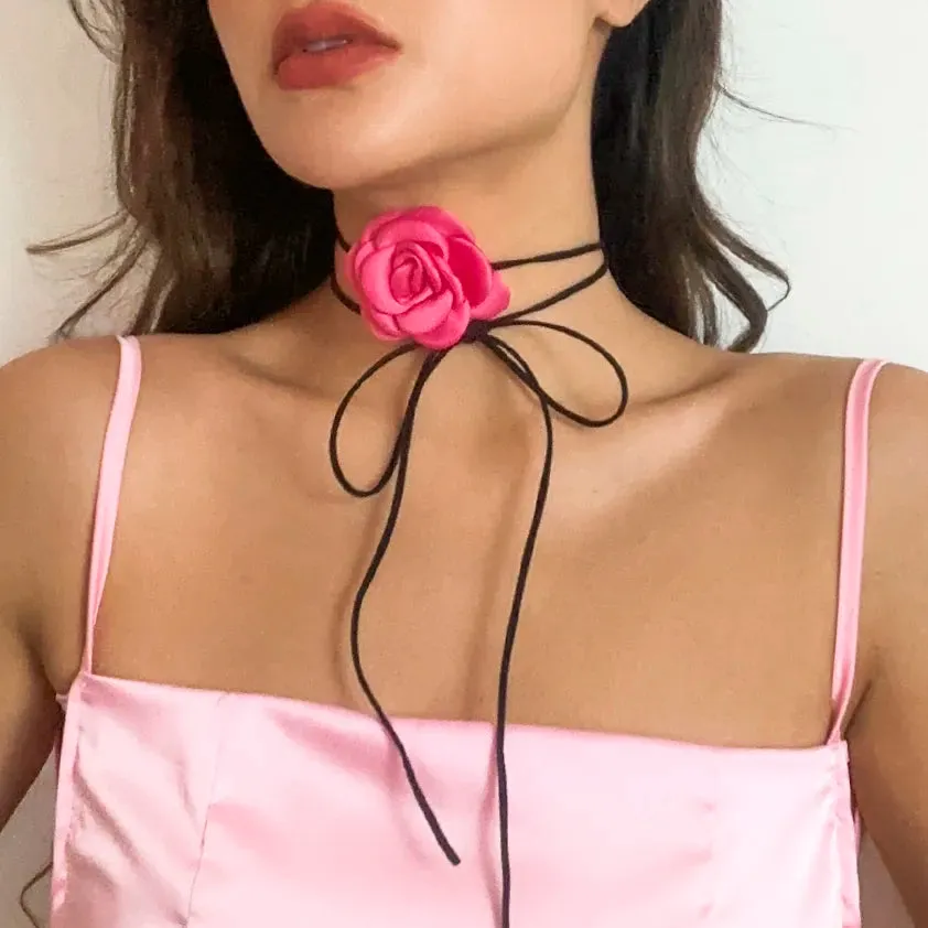 Chic Floral Choker Wrap String Necklaces in Stunning Colors Elegant Adjustable String Choker