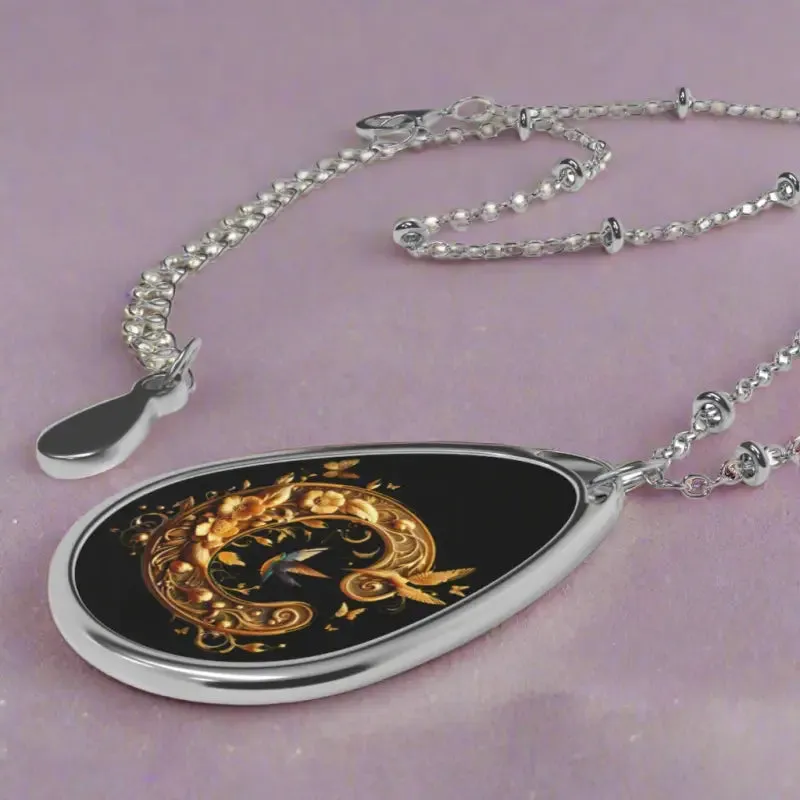 Chic Letter c Oval Necklace Zinc Dazzle