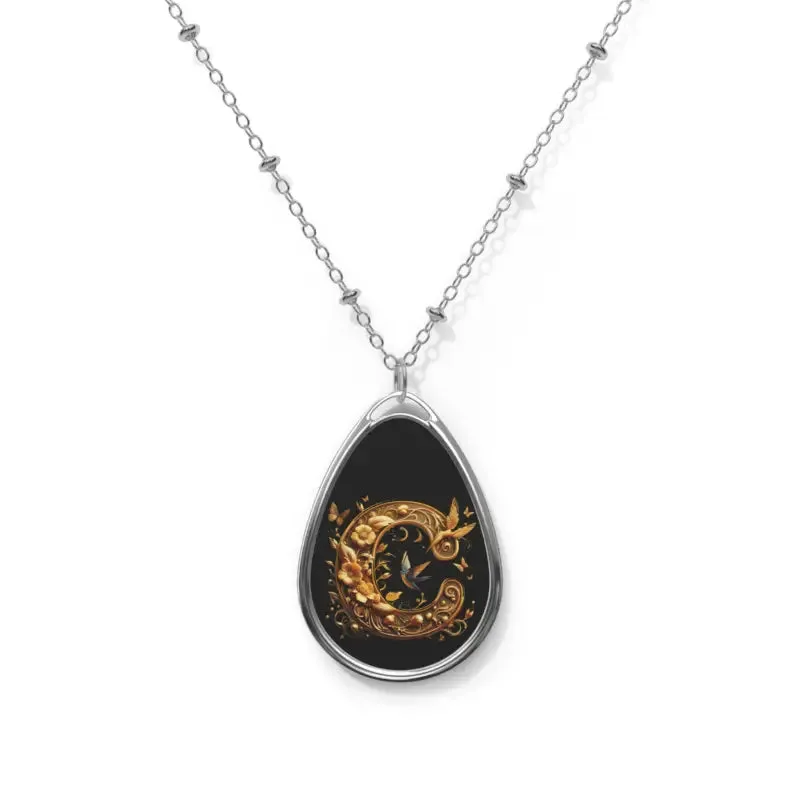 Chic Letter c Oval Necklace Zinc Dazzle
