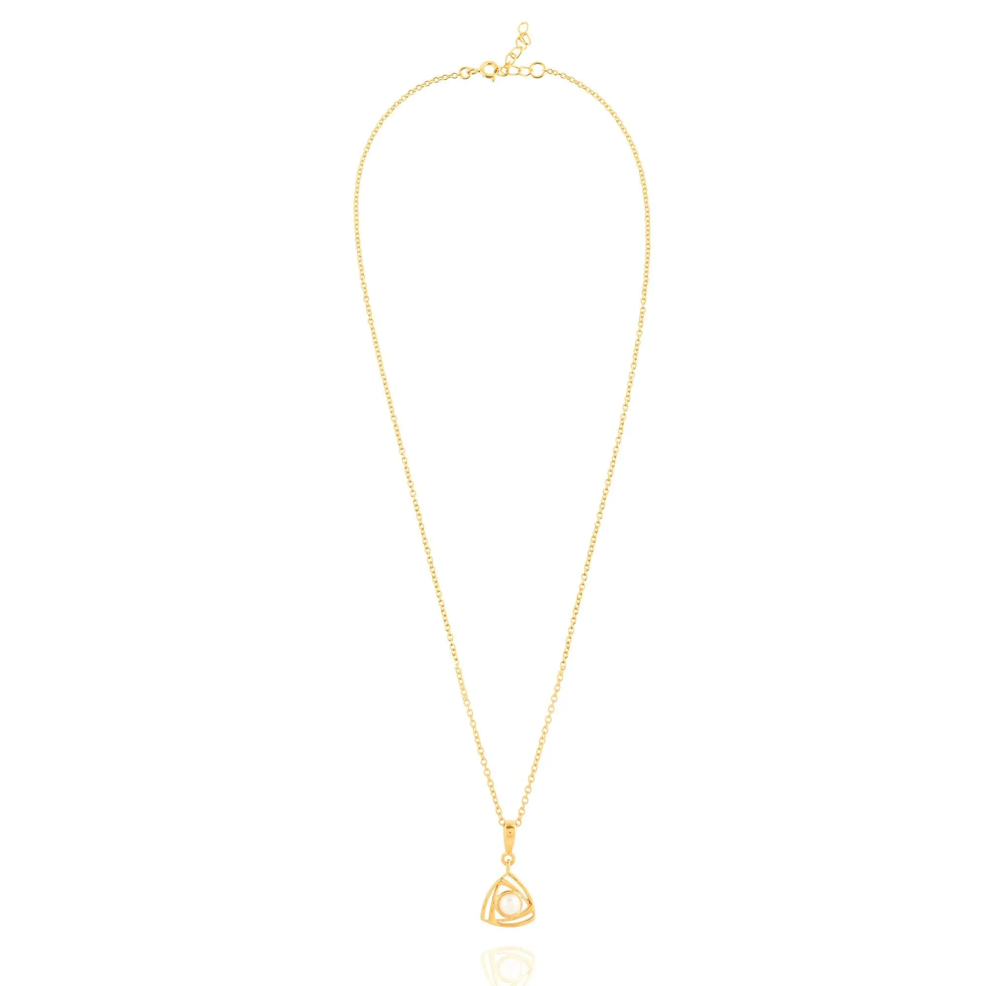 Chic Triangular Pearl Silver Necklace - From Purl