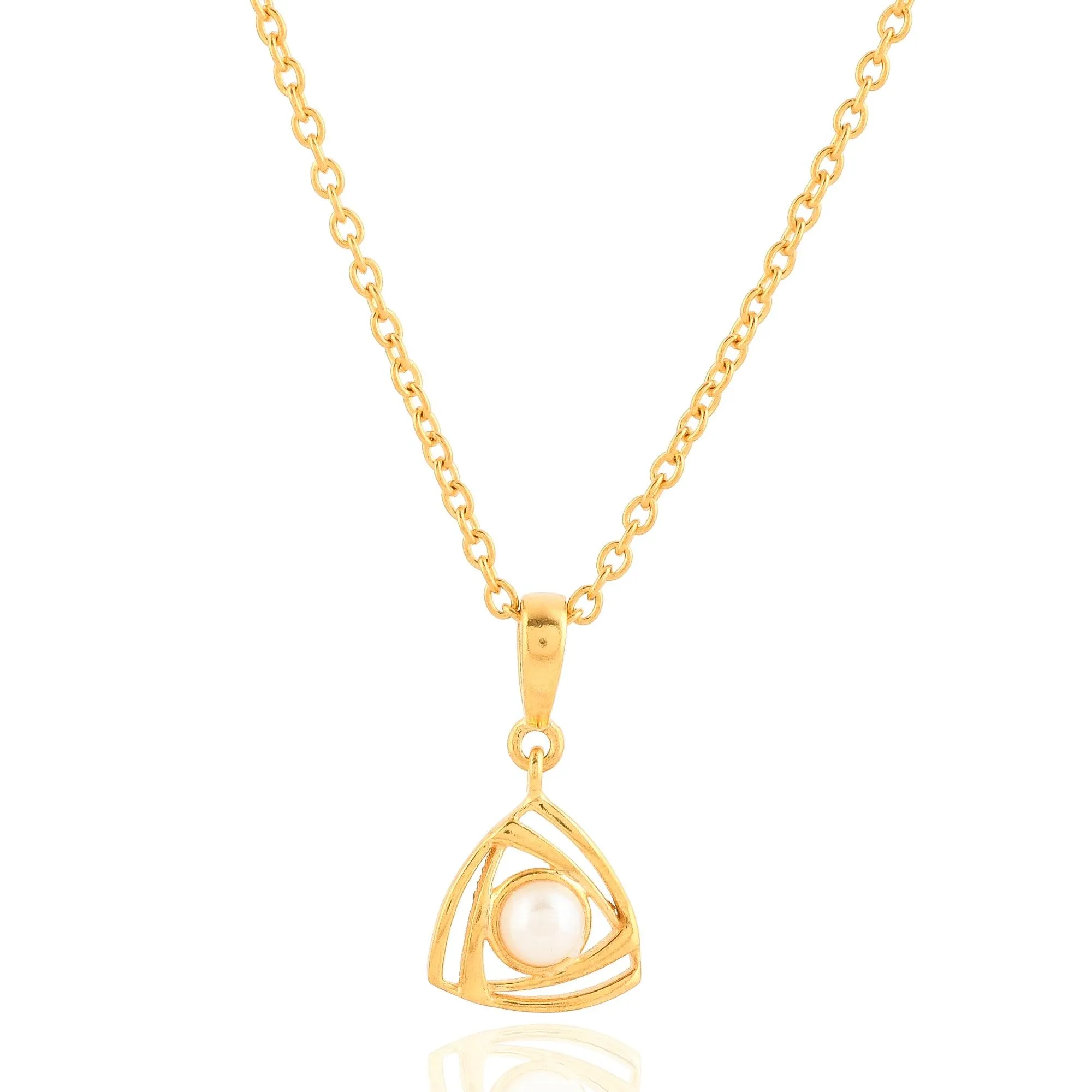 Chic Triangular Pearl Silver Necklace - From Purl