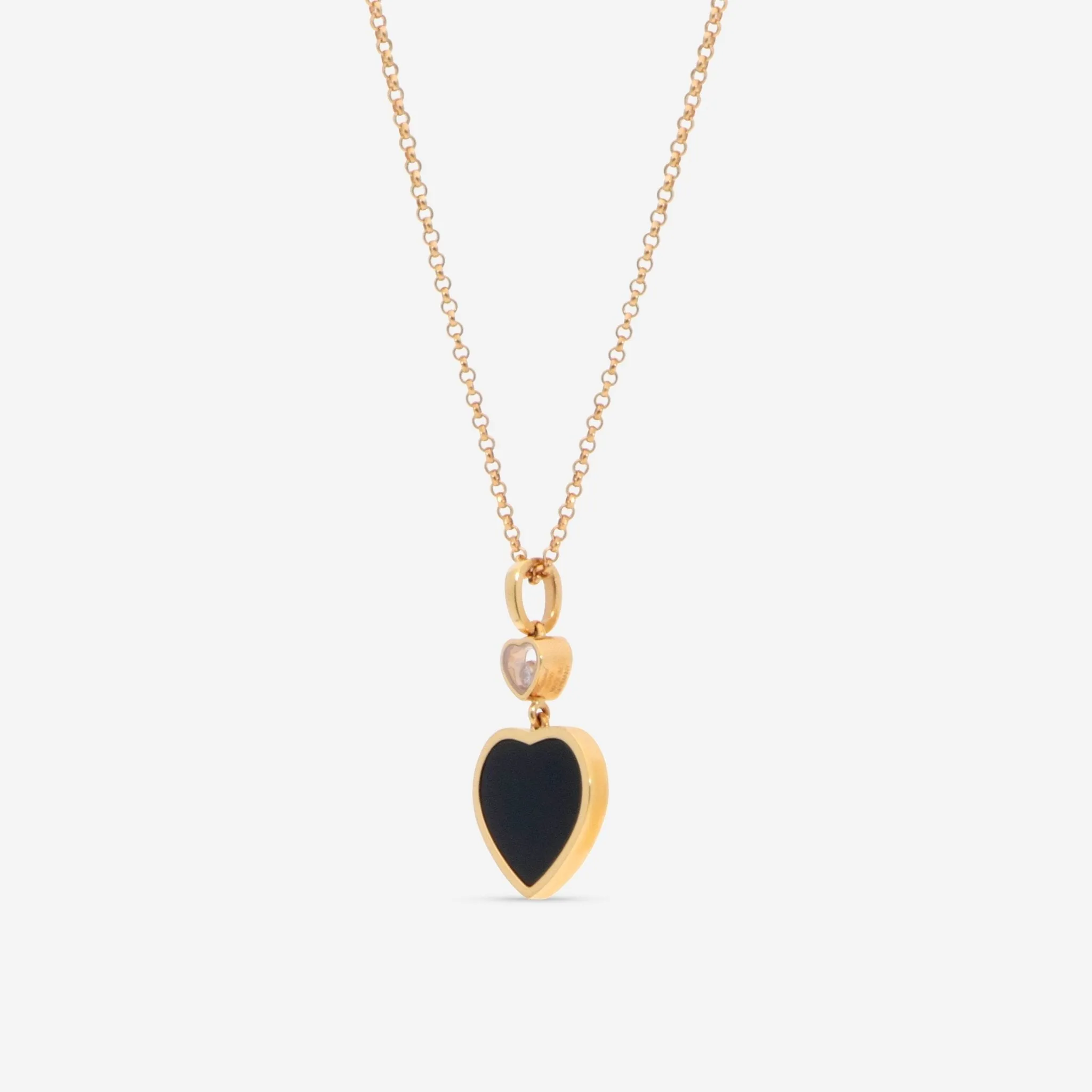 Chopard Happy Hearts 18K Rose Gold Diamond & Onyx Pendant Necklace 797482-5201