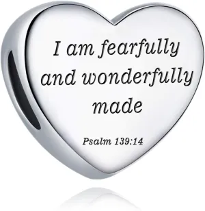 Christian Bible Verse Heart Charm for Bracelet Charm Prayer Faith Religious Jewelry Gifts for Women