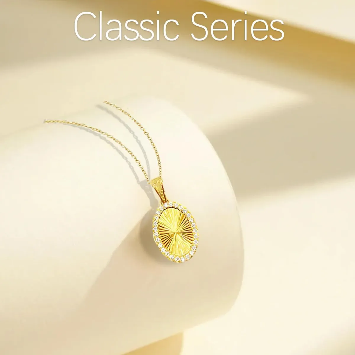Christmas Gifts for Women，Women's Pendant Necklace, 18K Gold Diamond Necklace，Women's Simple Gold Necklace, Gold Fashion Gift，Gold Round Necklace, Gold Oval Necklace