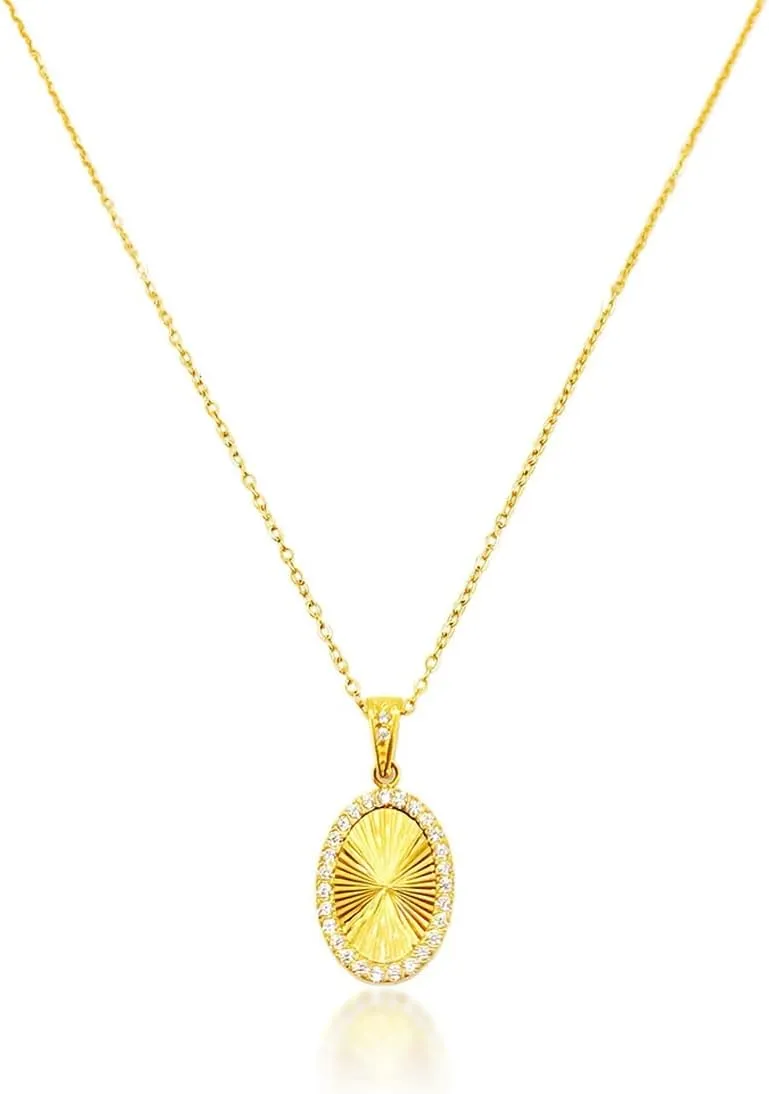 Christmas Gifts for Women，Women's Pendant Necklace, 18K Gold Diamond Necklace，Women's Simple Gold Necklace, Gold Fashion Gift，Gold Round Necklace, Gold Oval Necklace