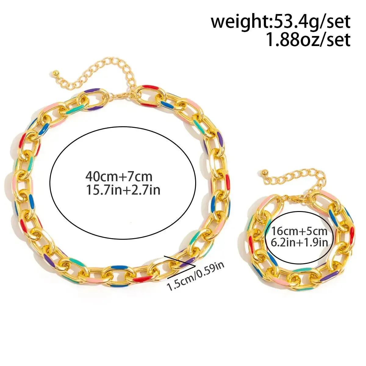 Chromatic Links Necklace & Bracelet Set
