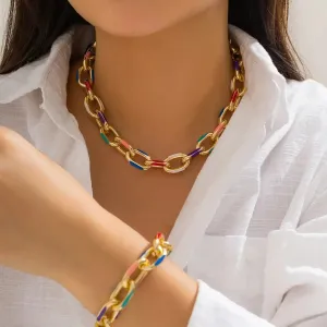 Chromatic Links Necklace & Bracelet Set