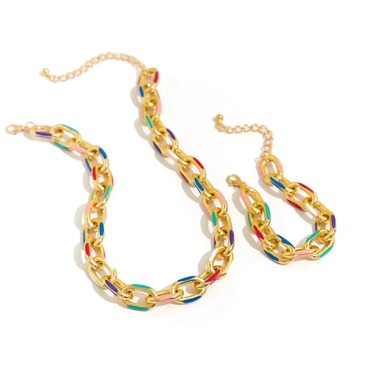 Chromatic Links Necklace & Bracelet Set