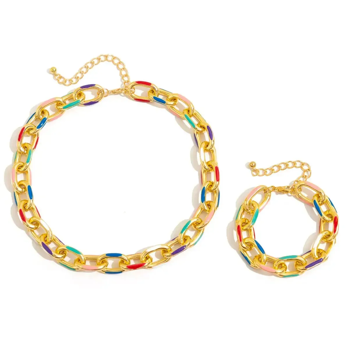 Chromatic Links Necklace & Bracelet Set