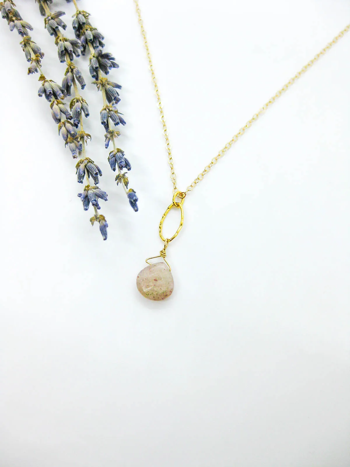 Chrysanthe: Peach Moonstone Necklace - n579