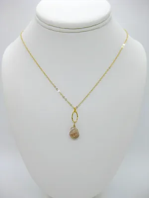 Chrysanthe: Peach Moonstone Necklace - n579