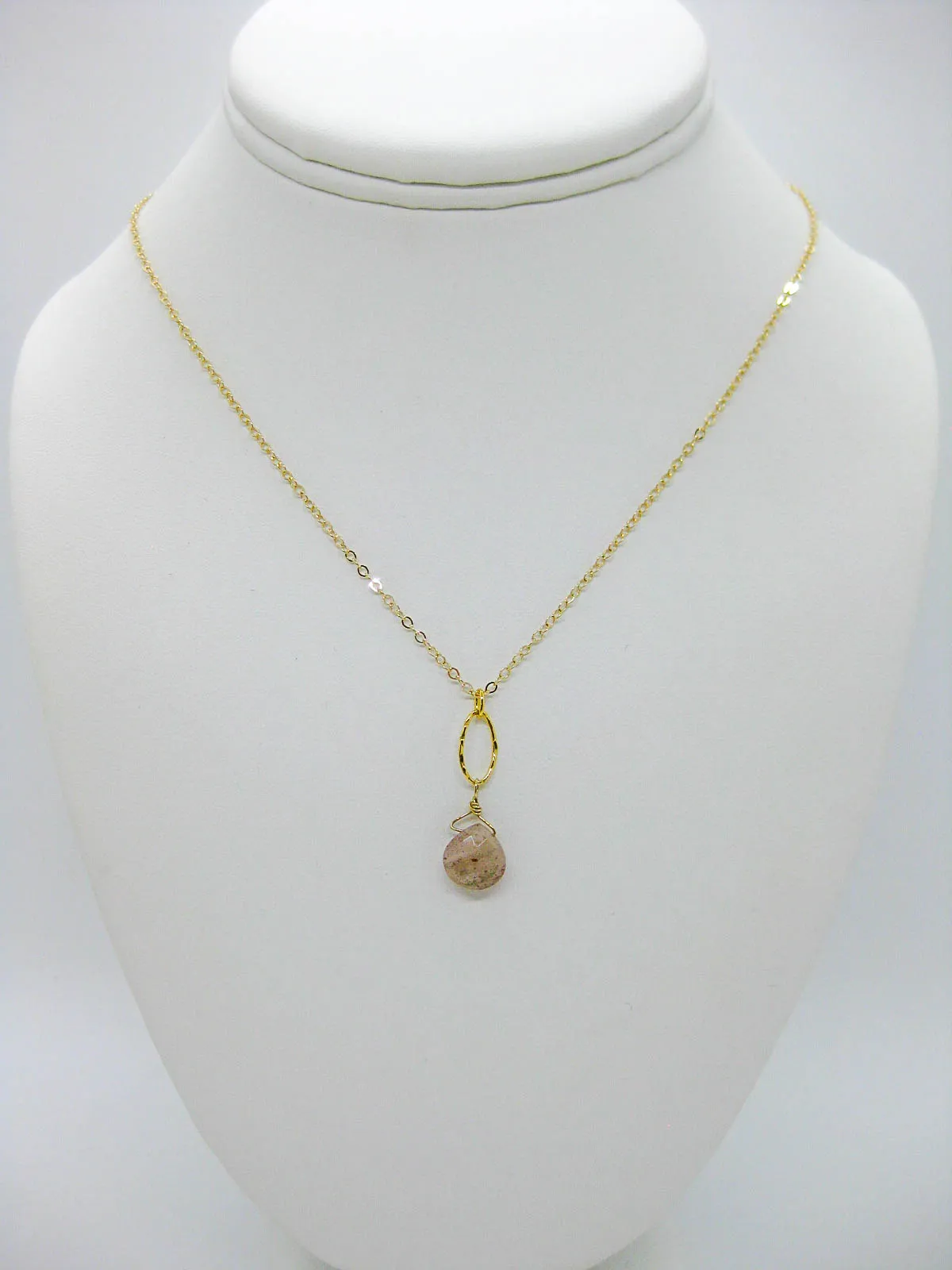 Chrysanthe: Peach Moonstone Necklace - n579