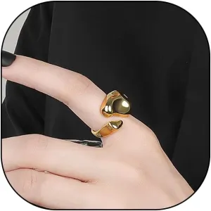 Chunky Geometric Open Statement Rings for Women 14K Gold Hollow Teardrop Dome Finger Rings Party Minimalist Anniversary Thumb Hand Jewelry Gift