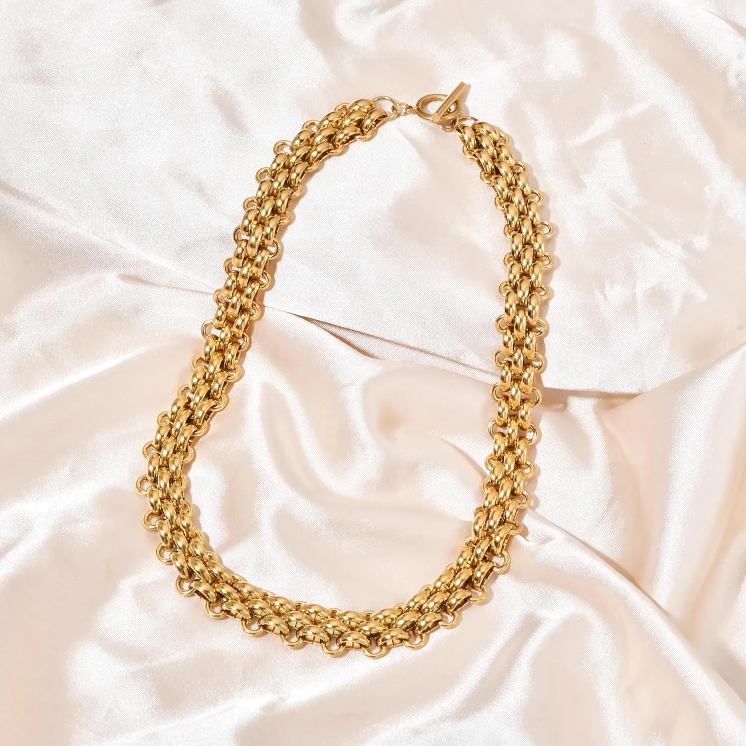Chunky Gold Necklace for Women - Cross Necklace, Heart Necklace, Evil Eye Necklace, Gold Starfish Necklace 18K Gold Plated Necklaces Jewelry Gifts for Women