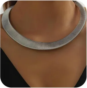Chunky Gold Necklace Gold Statement Choker Necklace for Women Thick Chunky Necklaces Trendy Stocking Stuffers for Christmas Jewelry Gifts