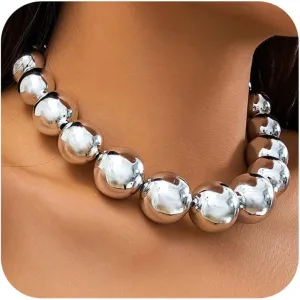 Chunky Gold Necklaces for Women Big Pearl Choker Necklace Silver Heart Necklace Y2k Necklace Statement Necklace Pearl Necklaces for Women Trendy Jewelry Gift