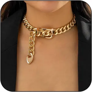 Chunky Gold Necklaces Statement Choker Necklace Paperclip Chain Layered Necklace Chain Punk Thick Necklace Accessories for Women
