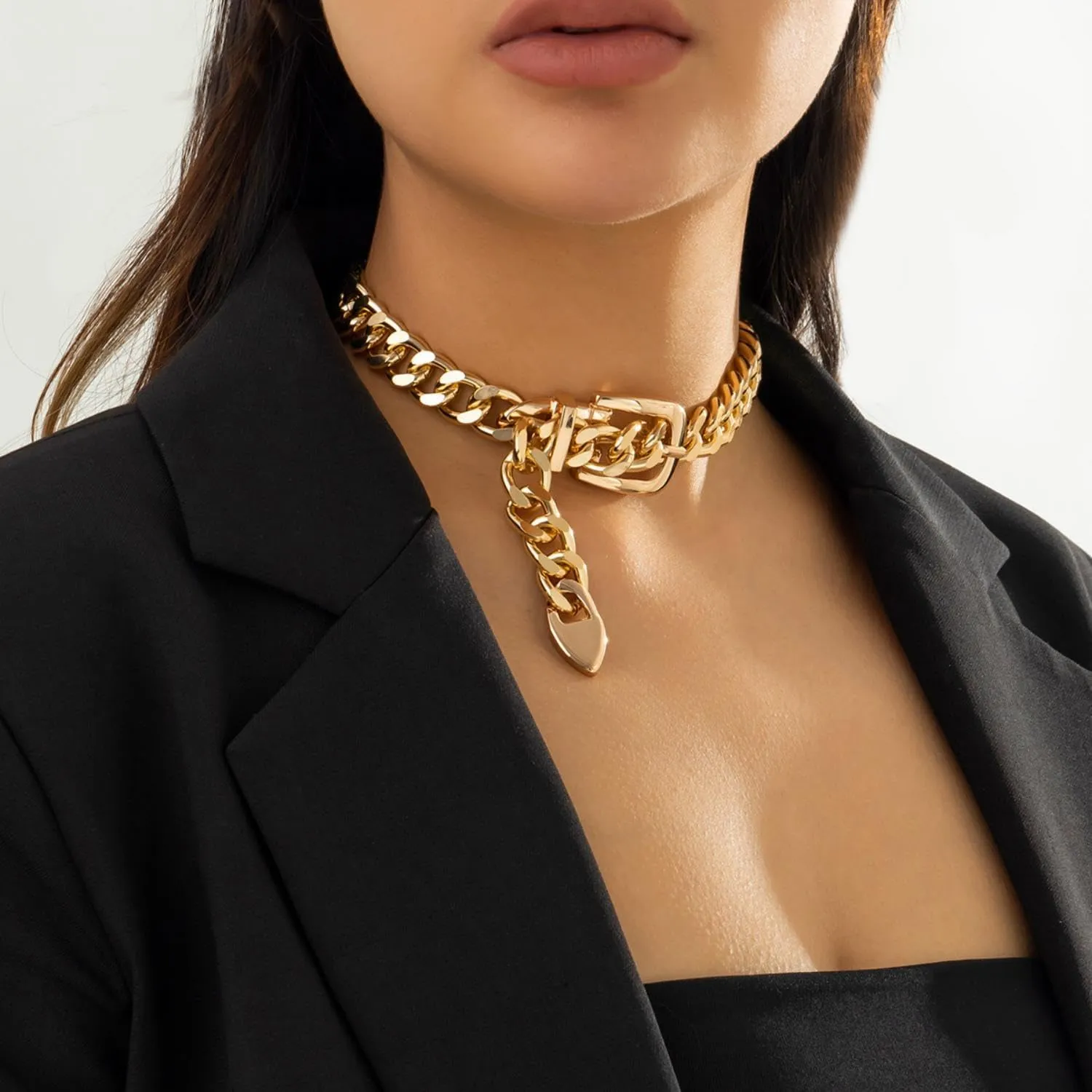 Chunky Gold Necklaces Statement Choker Necklace Paperclip Chain Layered Necklace Chain Punk Thick Necklace Accessories for Women