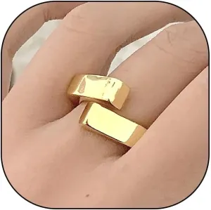 Chunky Gold Plated Open Ring for Women Adjustable Silver Large Thick Metal Statement Finger Rings Minimalist Geometric Anniversary Jewelry Gift