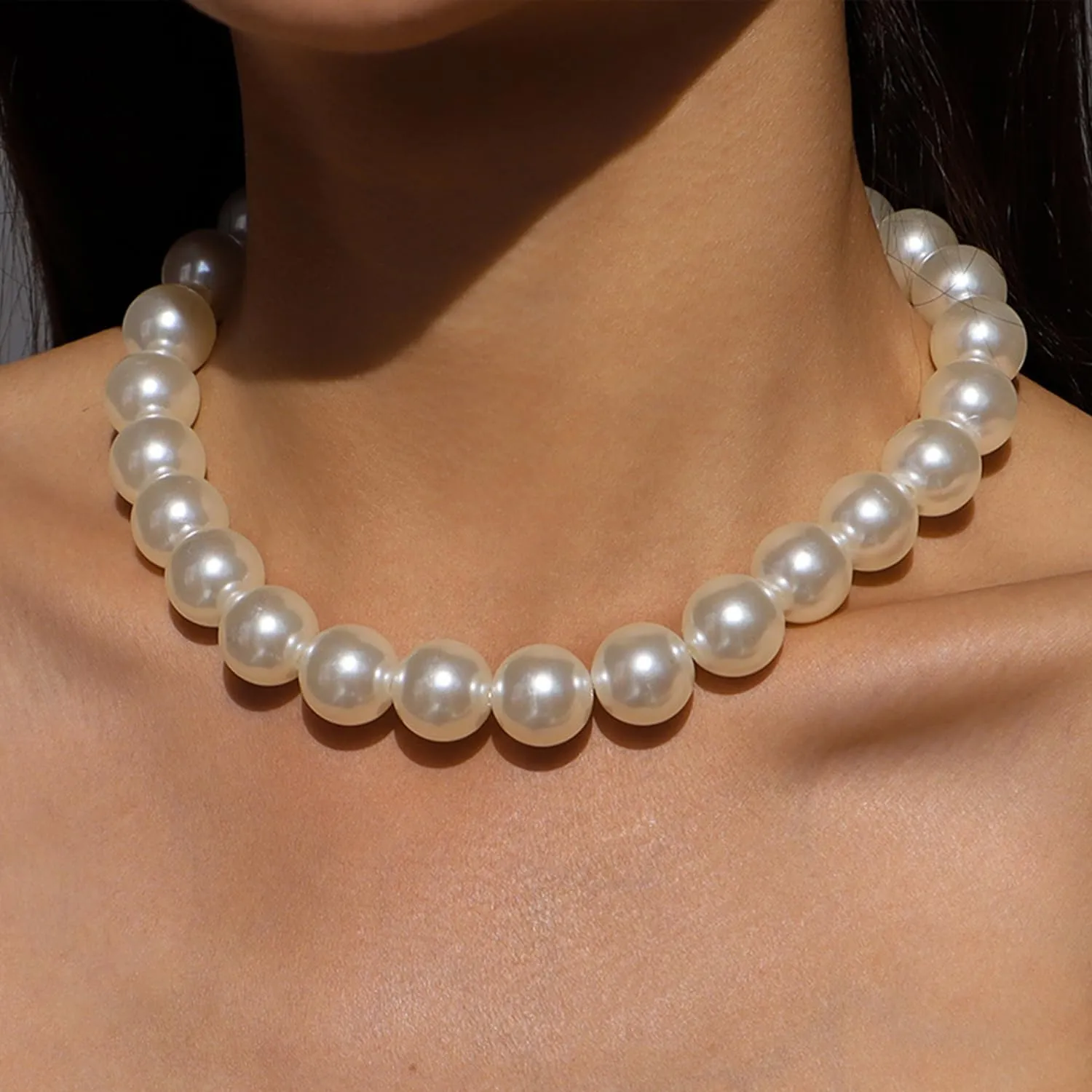 Chunky Pearl Choker Necklace - Stackable Statement Wedding Party Jewelry Gift
