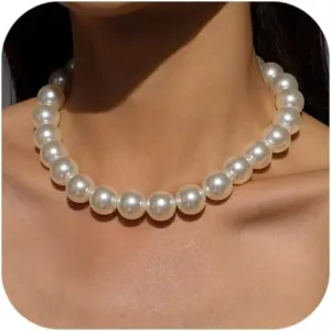 Chunky Pearl Choker Necklace - Stackable Statement Wedding Party Jewelry Gift
