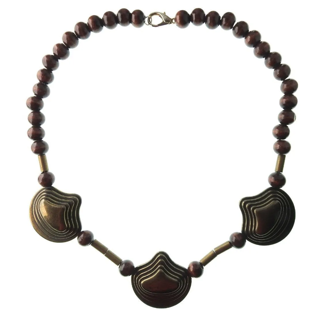 Chunky wood bead necklace
