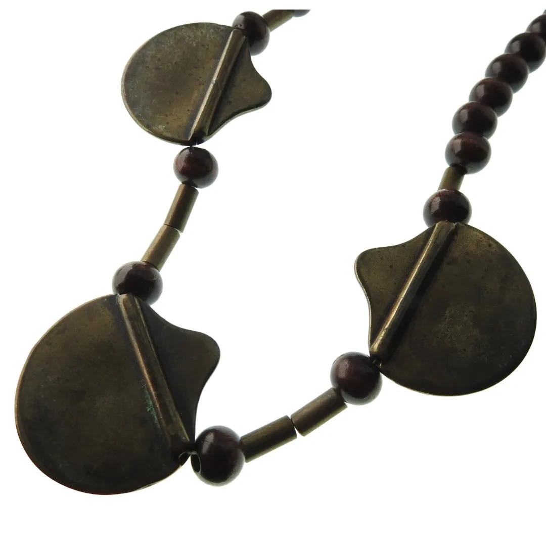 Chunky wood bead necklace